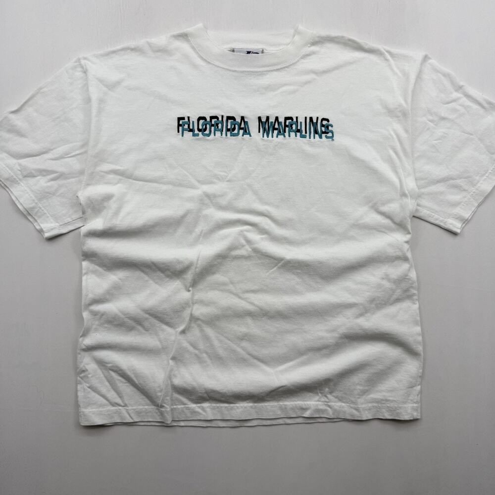 Vintage Florida Marlins T-Shirt Mens (L) White Sportswear‎ 90’s